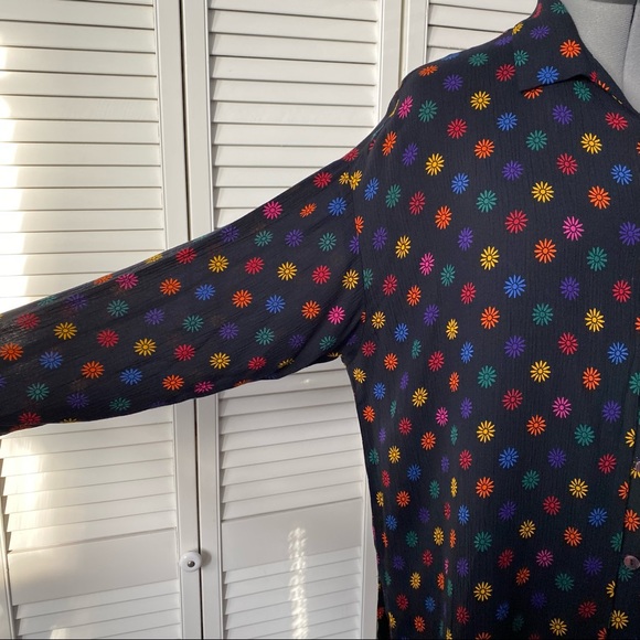 Vintage Esprit rainbow floral tunic blouse L - Picture 8 of 12